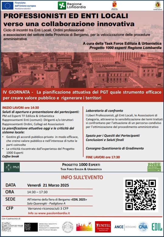 IV GIORNATA - La pianificazione attuativa del PGT quale strumento efficace per creare valore pubblico e rigenerare i territori
