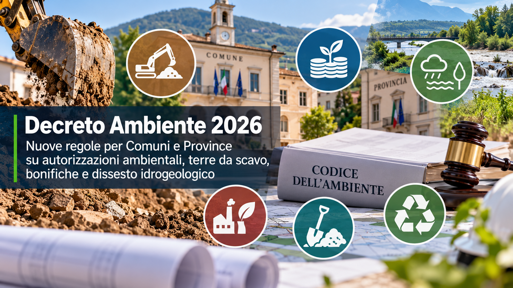 Decreto Ambiente 2026: nuove regole per Comuni e Province su autorizzazioni ambientali, terre da scavo, bonifiche e dissesto idrogeologico