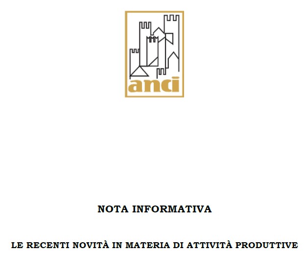 Da ANCI la nota informativa con le recenti novità in materia di attività produttive