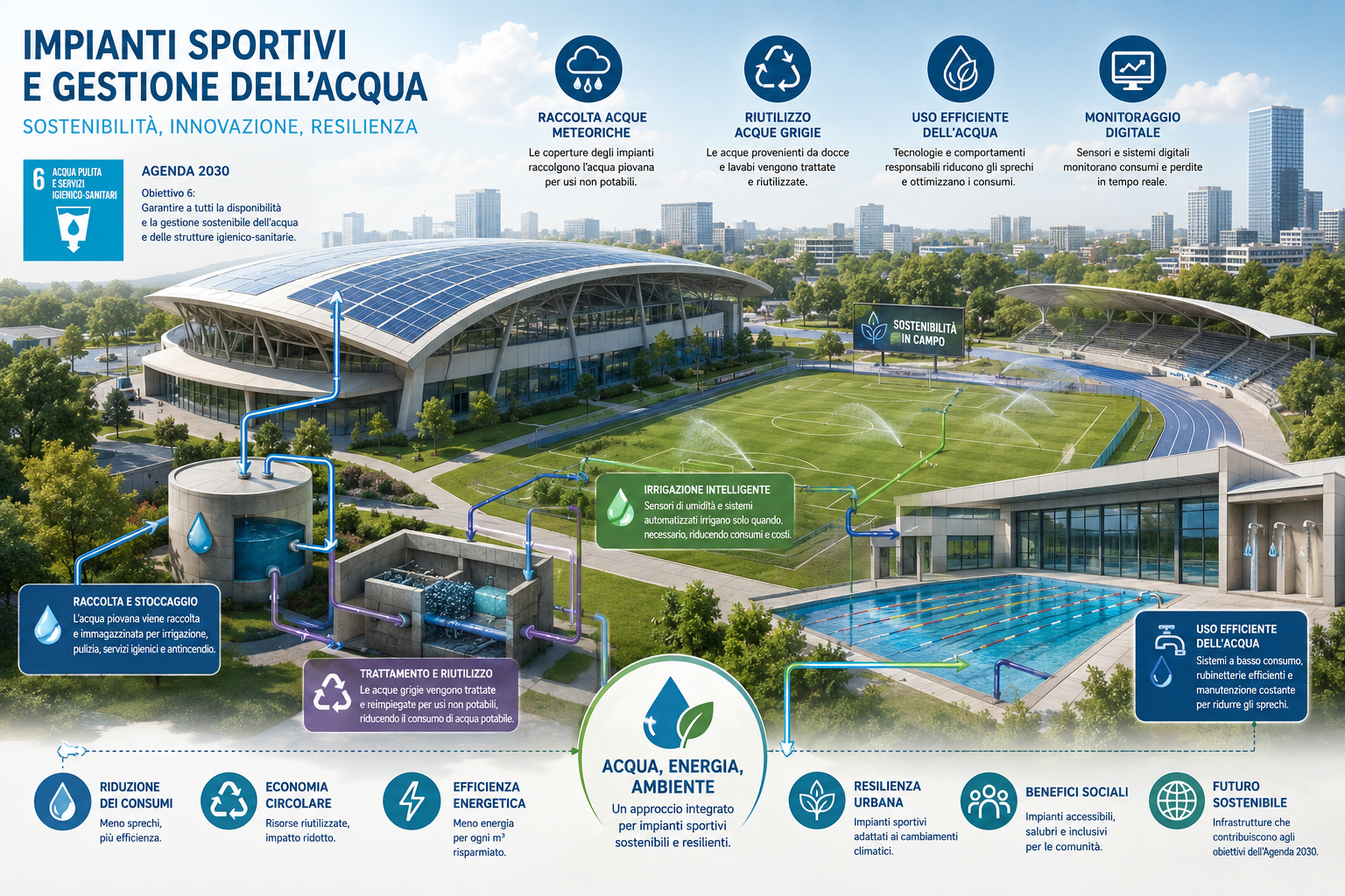 Gli impianti sportivi come infrastrutture della sostenibilità.  La gestione dell’acqua tra Agenda 2030, innovazione tecnologica e resilienza urbana