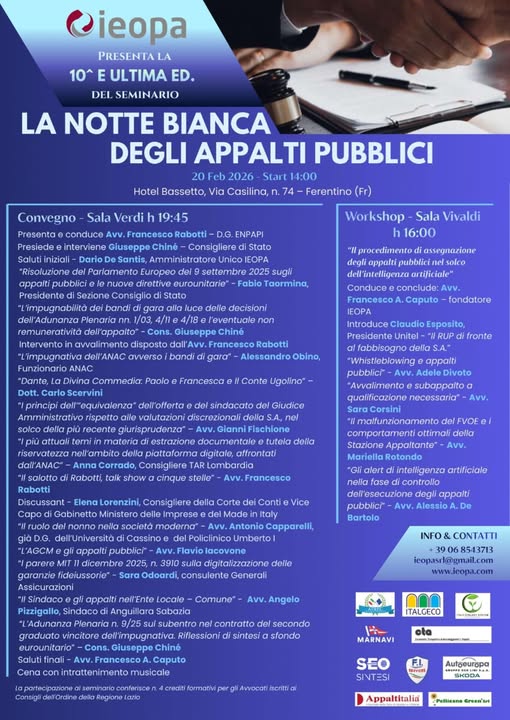 Notte bianca degli appalti - Decima edizione