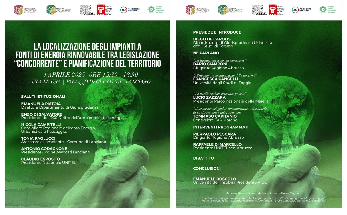 LA LOCALIZZAZIONE DEGLI IMPIANTI A FONTI DI ENERGIA RINNOVABILE TRA LEGISLAZIONE CONCORRENTE E PIANIFICAZIONE DEL TERRITORIO