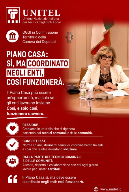 Piano Casa: senza i Comuni, nessuna riforma reggerà davvero. Audizione UNITEL alla Camera sul 