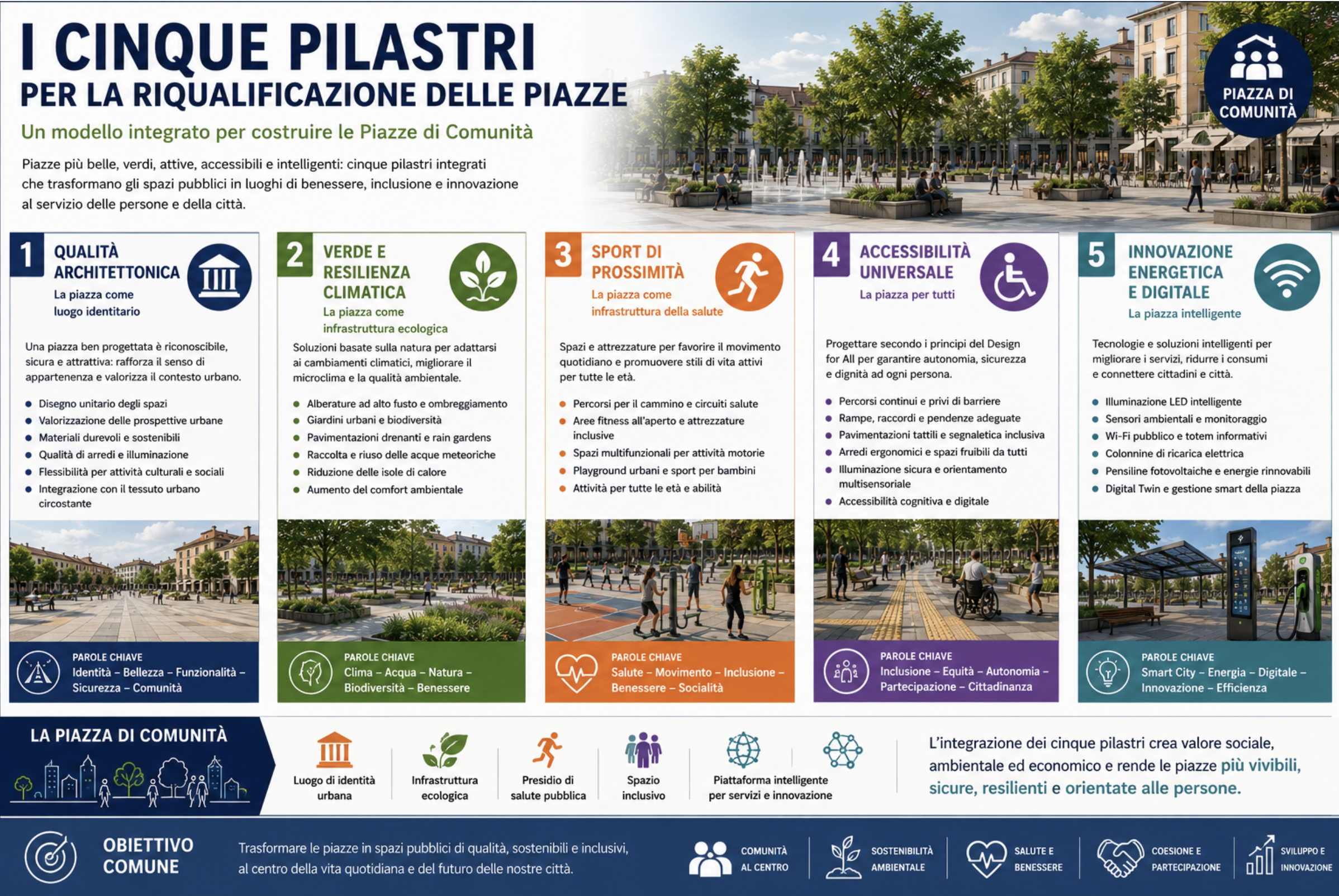LE PIAZZE DI COMUNITÀ. Un modello per la rigenerazione urbana attraverso qualità architettonica, verde, sport, accessibilità e innovazione